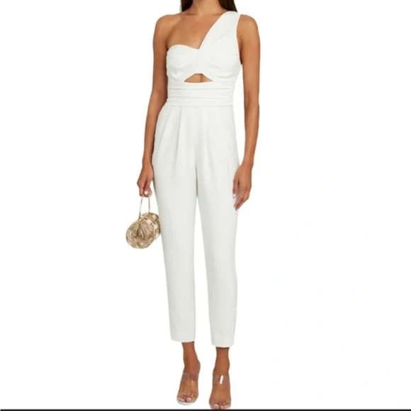 A.L.C. Pants - ALC Athena One Shoulder Cropped Jumpsuit Ivory